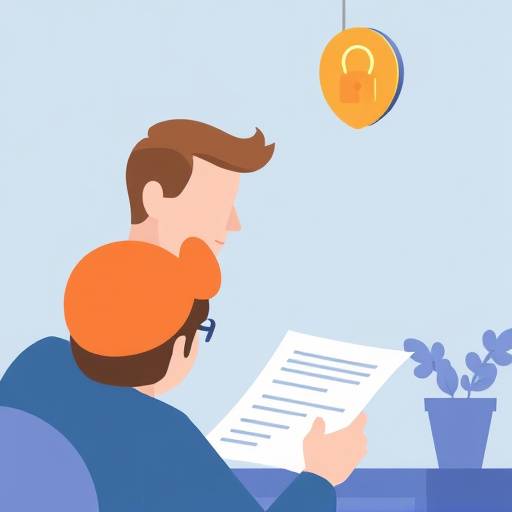 Illustrazione di una persona che legge un documento sulla privacy