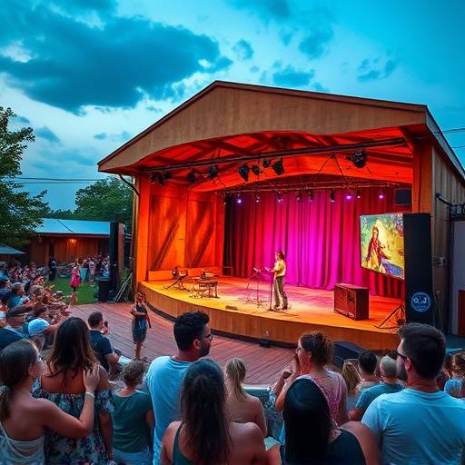 Spettacolo teatrale all'aperto durante un festival estivo