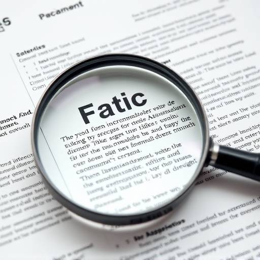 Una lente di ingrandimento su un documento, che rappresenta il processo di fact-checking